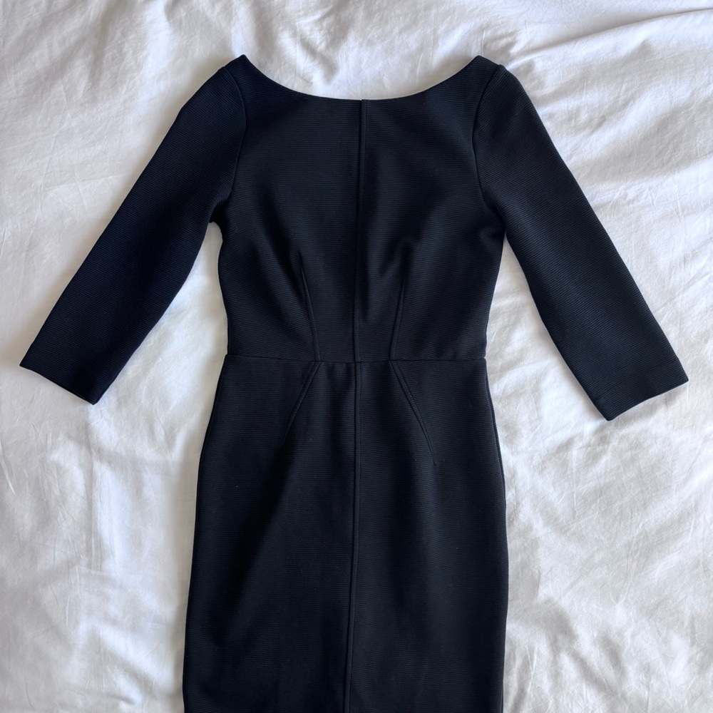 Boden Classic Black Dress 3/4 Sleeve Cotton Blend Midi Work Formal Zip Size 4 - Picture 6 of 16